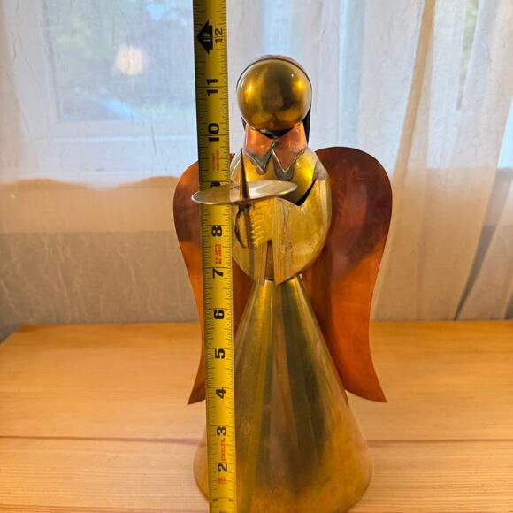 Vintage Brass & Copper Angel Figurine Candle Holder 11” Christmas Decor - Picture 6 of 6